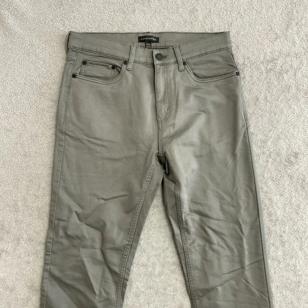 Banana Republic Men's 32X34 Gray Slim Fit Stretch 5 Pocket Pants i1757